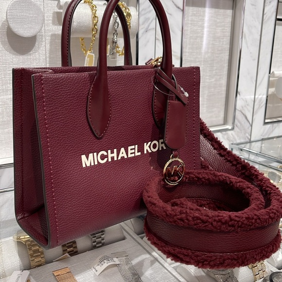 Michael Kors Handbags - Michael Kors Mirella Small Pebbled Leather Shopper Top Zip Crossbody XBody Bag